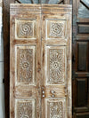 Antique Carved Wood Door Whitewash Double Door Panel French Style Sliding Door 80