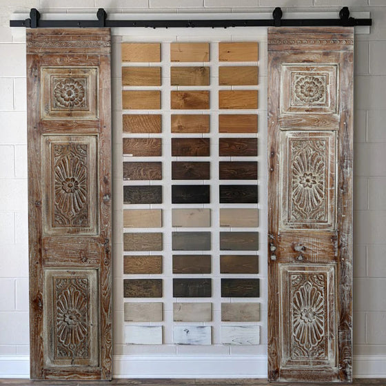 Antique Carved Wood Door Whitewash Double Door Panel French Style Sliding Door 80