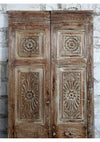 Antique Carved Wood Door Whitewash Double Door Panel French Style Sliding Door 80