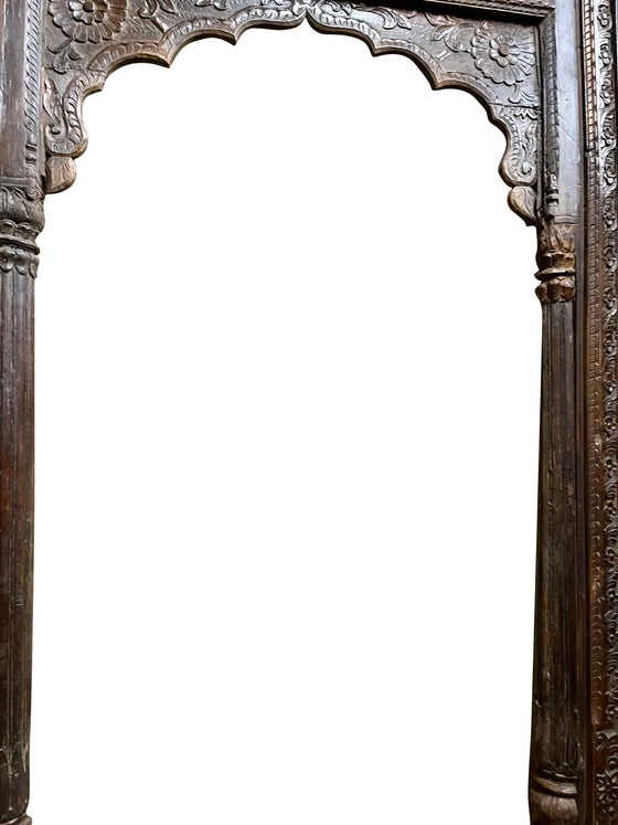 Antique Hand-Carved Indian Arch Old World Architectural Doorway 110x63