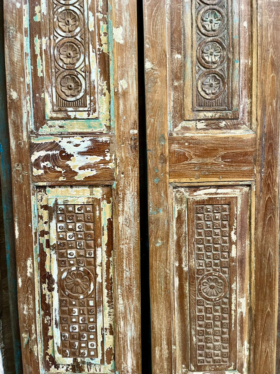 Vintage Carved Double Doors Rustic Wooden Sliding Barn Door 80x33