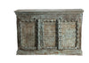 Antique Carved Storage Sideboard Chest Distressed Blue Wood Credenza 65x36