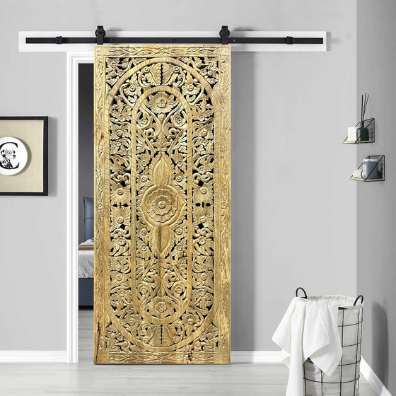 Hand Carved Lotus Lattice Wood Door Wall Panel Room Divider 80