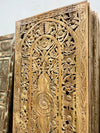 Vintage Floral Lattice Carved Sliding Door Wooden Closet Door Panels 80x36