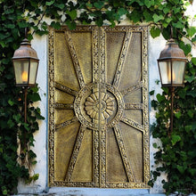  Vintage Brass Cladded Door Panel with Floral Carving Double Doors 80