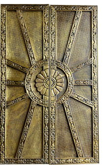  Vintage Brass Cladded Door Panel with Floral Carving Double Doors 80