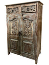 Antique Armoire Floral Carved Storage Wardrobe Cabinet