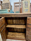 Antique Carved Sideboard Rustic Iron Strap Farmhouse Bar Credenza