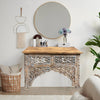 Carved Console Table Farmhouse Entryway Table TV Stand With Drawer