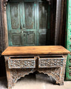 Carved Console Table Farmhouse Entryway Table TV Stand With Drawer