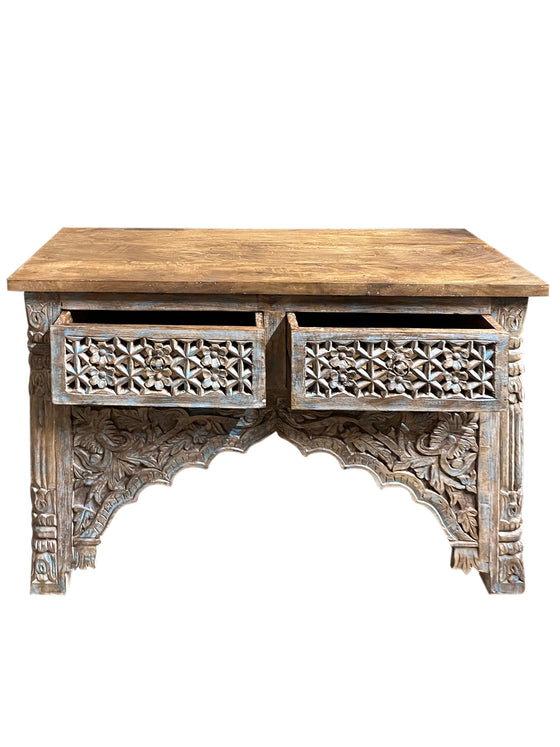 Carved Console Table Farmhouse Entryway Table TV Stand With Drawer