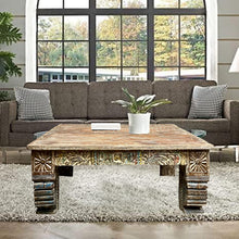  Vintage Wood Whitewash Coffee Table With Ornate Legs