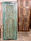 Antique Sliding Barn Doors Blue Floral Carved Wood Farmhouse Doors 80x30