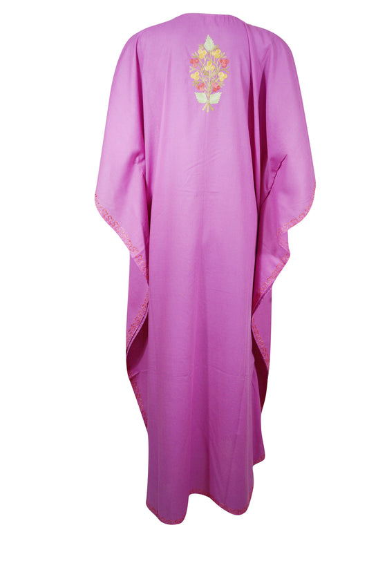 Womens Kaftan Maxi Dress Pink Embroidered Long Caftan L-3XL