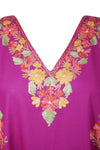 Embroidered Holiday Caftan Maxi dress Pink Boho Kaftan L-3XL