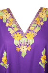 Ari Embroidered Maxi Caftan Dress, Purple Kaftan L-3X