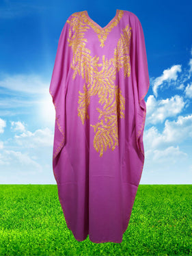 Women's Kaftan Maxi Dress, Purple Boho Fall Maxi Dress  L-2XL