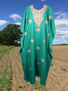 Women's Kaftan Maxi Dress Green Caftans, Oversize L-2XL