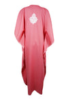 Womens Kaftan Maxi Dress, Pink Floral Embroidered Dresses L-2XL