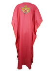 Womens Kaftan Maxi Dress  Pink Floral Embroidered Dresses L-2XL