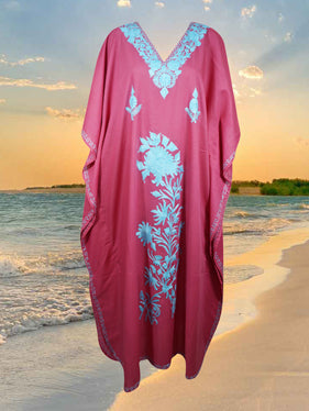 Women's Boho Maxi Dresses Pink Boho Kaftan Housedress  L-2XL