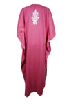 Womens Kaftan Maxi Dress, Pink Floral Boho Gypsy L-2XL