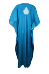 Women's Kaftan Maxi Dress Blue Embroidered Caftans L-2XL