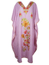 Womens Maxi Kaftan, Gift Pink Embroidered dress L-2XL