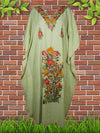 Womens Maxi Kaftan Dresses, Green Embroidered Dress L-2XL