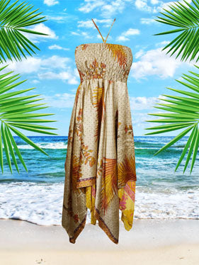 Women Summer Dress Yellow Beige Dresses S/M