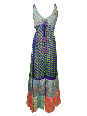 Womens Maxidress Blue Bohemian Dress, ML