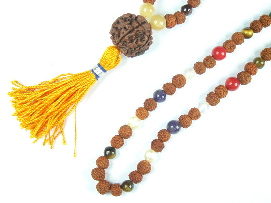 Spiritual Yoga Mala Beads Navgraha Nine Planet Stone Rudraksha Meditation Mala