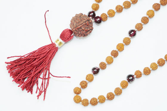 VEDAMALA Buddhist Mala beads Necklace Knotted 108 Garnet AMBITION