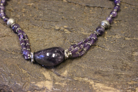 Purple Amethyst Beads Necklace Twisted Beads Stones Necklaces