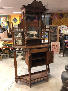  Antique Wall Curio Cabinet Bookcase Reclaimed Artisan Carved Old