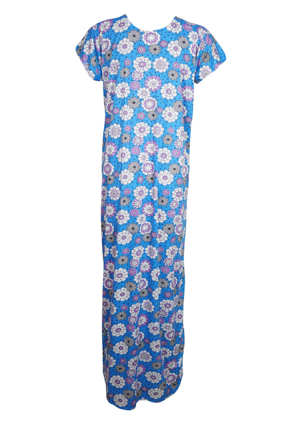 Caftan Maxi Dress, Caftan, Boho Blue White Floral M