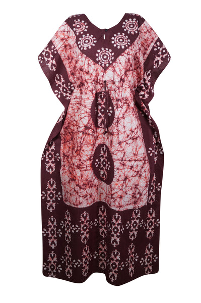 Kaftan Maxi Dress Summer Maroon Batik Floral Kaftan3X