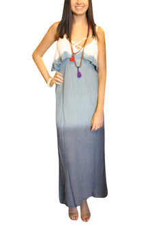  Casual Maxi Dress, Gray Tie Dye long dress, ML