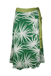 Womens Midi Wrap Skirt Green Floral Printed Wrap Skirts One Size