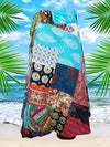 Womens Wrap Around Skirts Blue Patchwork  Fashion One Size