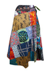 Womens Wrap Around Skirts Blue Patchwork  Fashion One Size